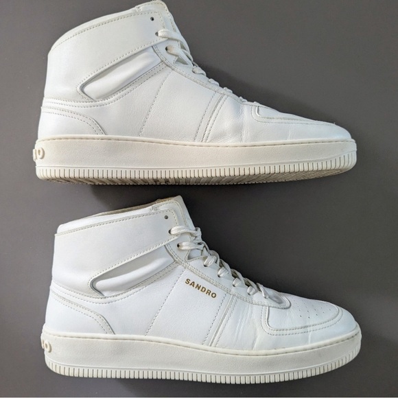 Men’s Sandro Paris authentic size 43 white genuine leather/rubber sole sneaker - Picture 3 of 10